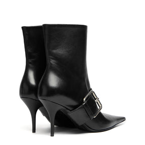 Knife Buckled Leather Ankle Boots