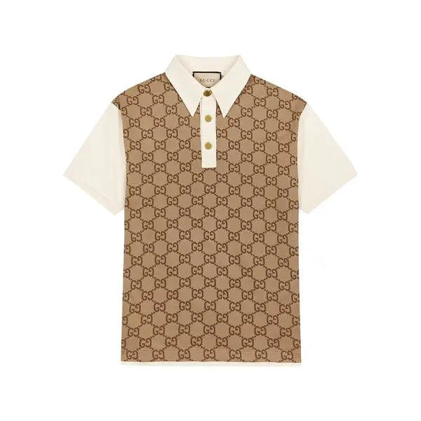 Gucci Men’s GG Supreme Monogrammed Panelled Polo Shirt