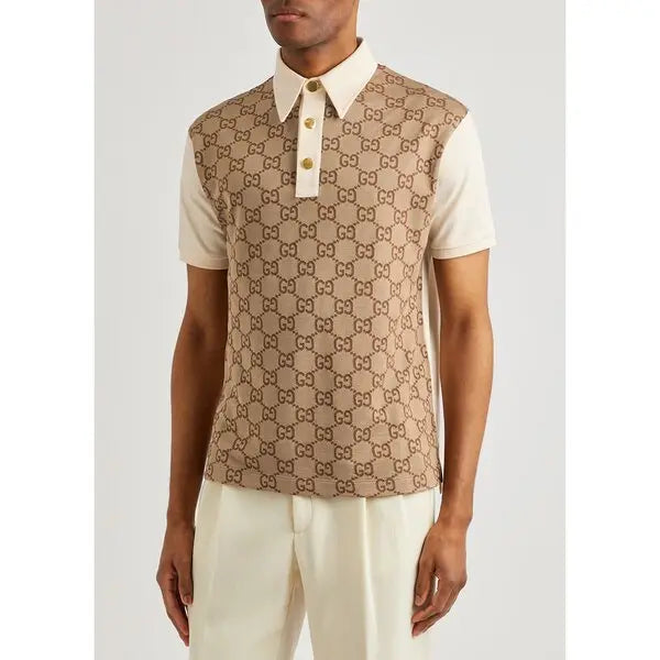 Gucci Men’s GG Supreme Monogrammed Panelled Polo Shirt
