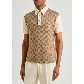 Gucci Men’s GG Supreme Monogrammed Panelled Polo Shirt