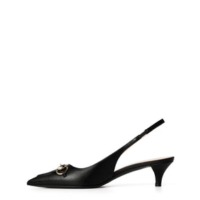 Women's Motif Canvas Horsebit Sling Pumps