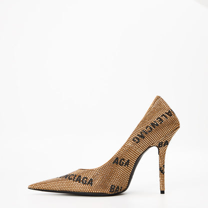 Logo Rhinestone Square Knife 110 Pump