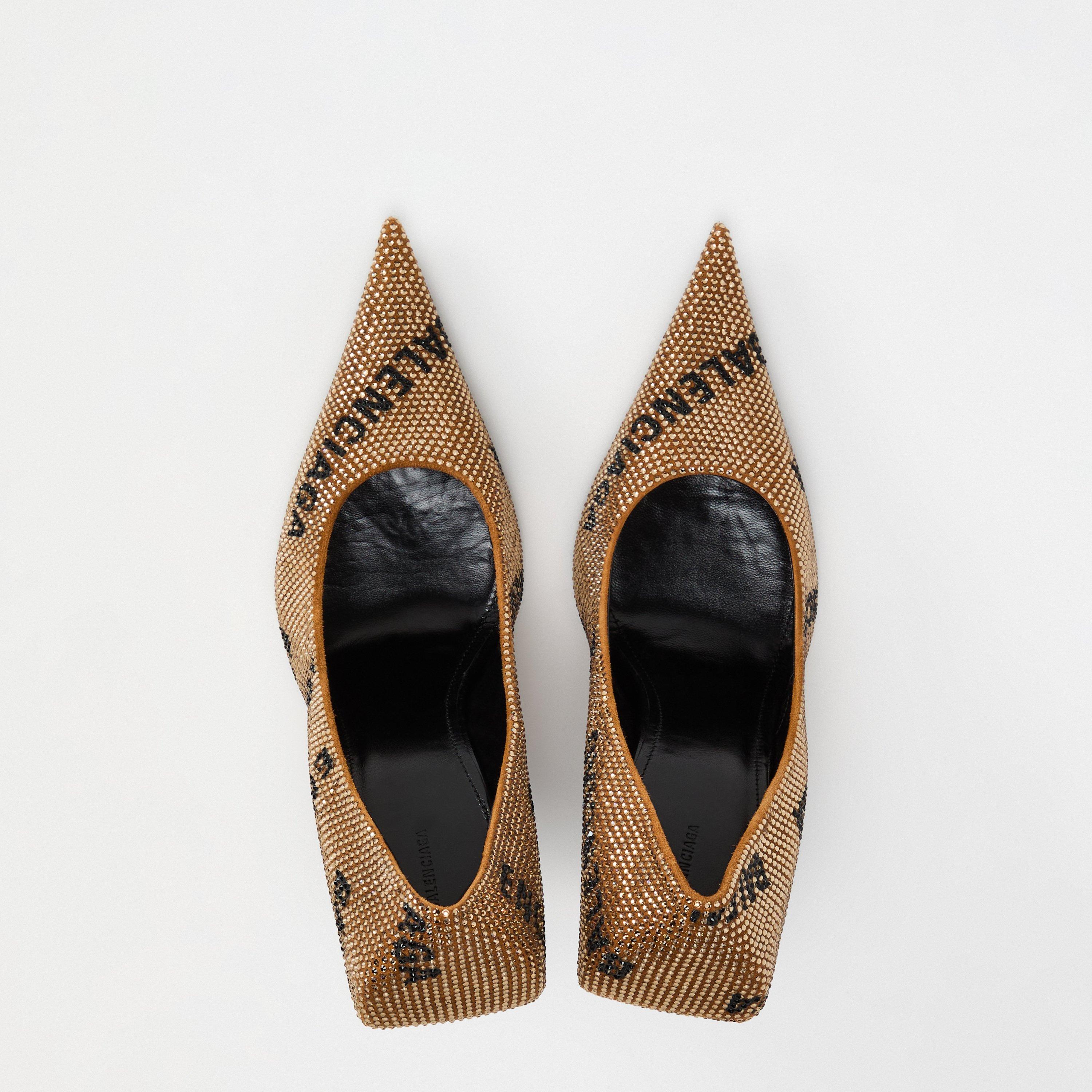 Logo Rhinestone Square Knife 110 Pump