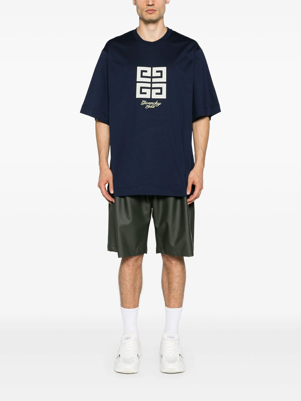 Givenchy 4G 1952 Embroidered Logo Oversized T-Shirt in Medium Blue