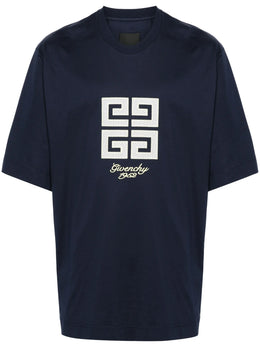 Givenchy 4G 1952 Embroidered Logo Oversized T-Shirt in Medium Blue