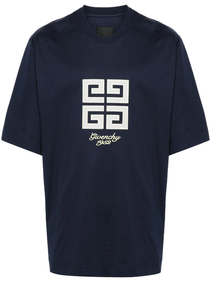 Givenchy 4G 1952 Embroidered Logo Oversized T-Shirt in Medium Blue