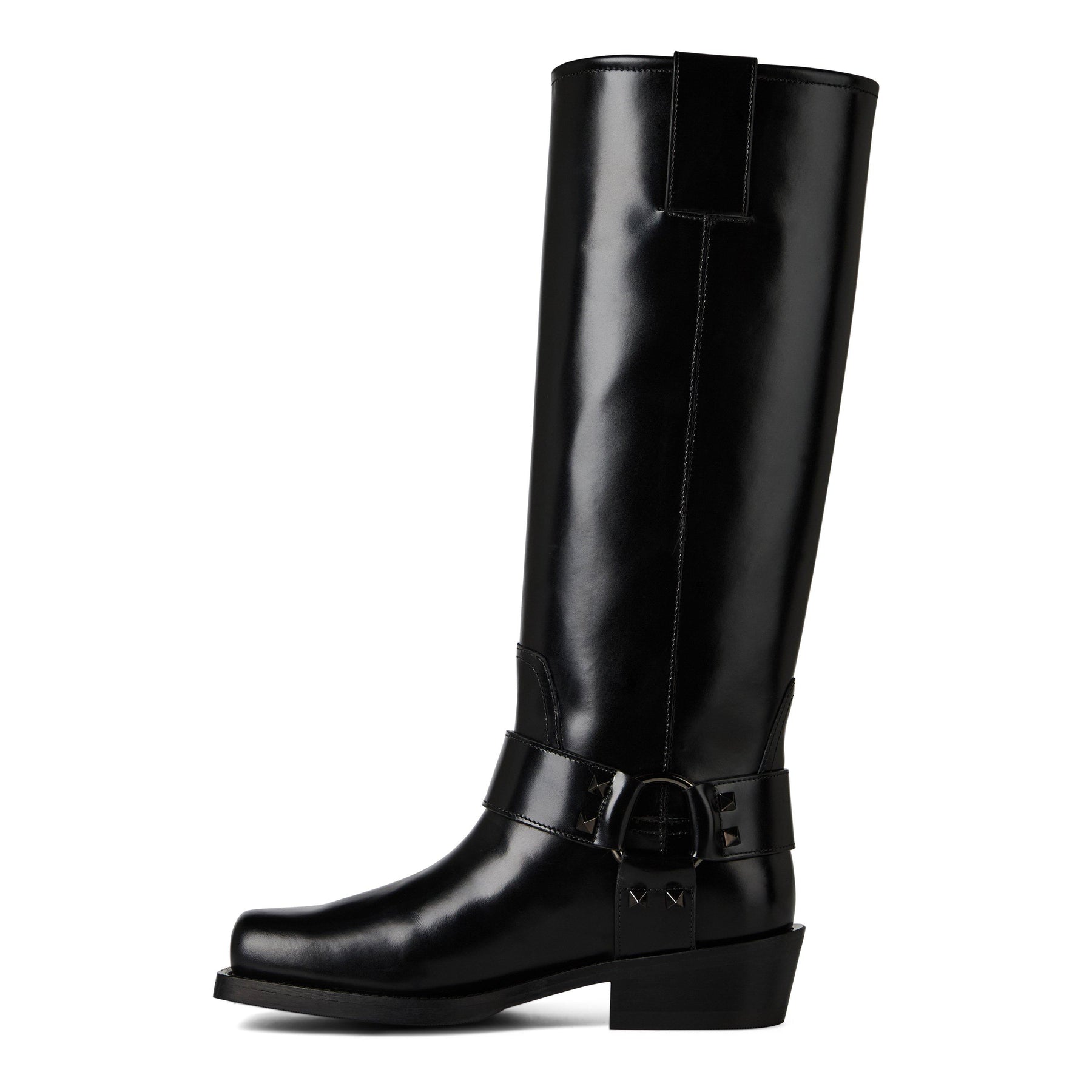 Leather Knee High Biker Boots