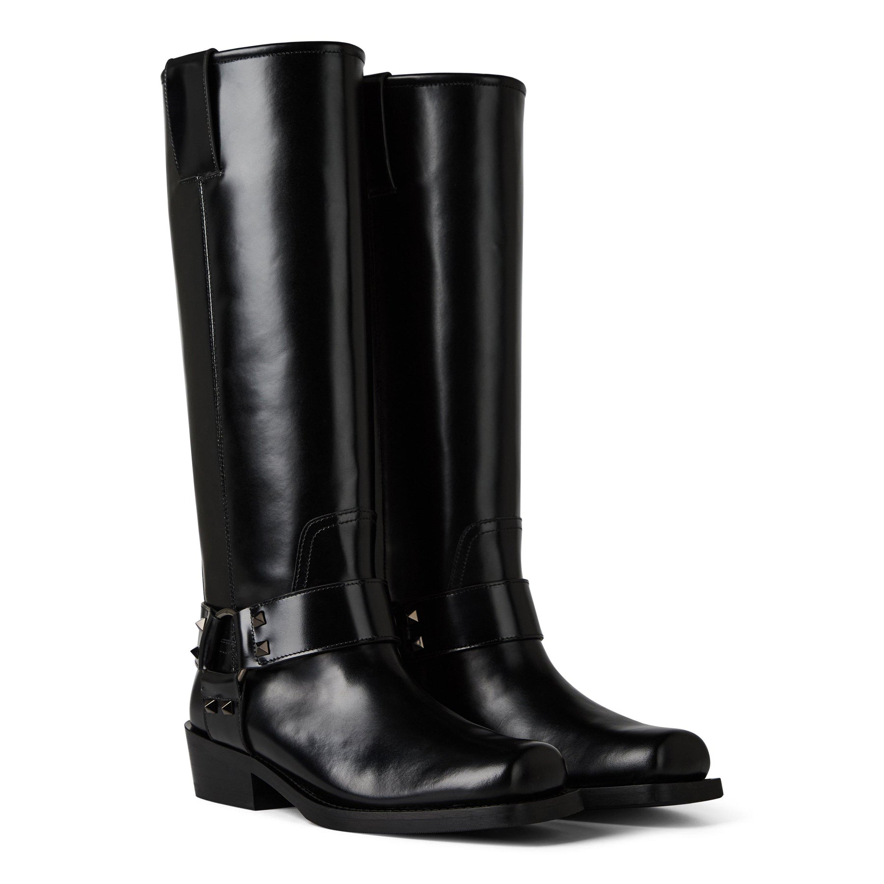 Leather Knee High Biker Boots