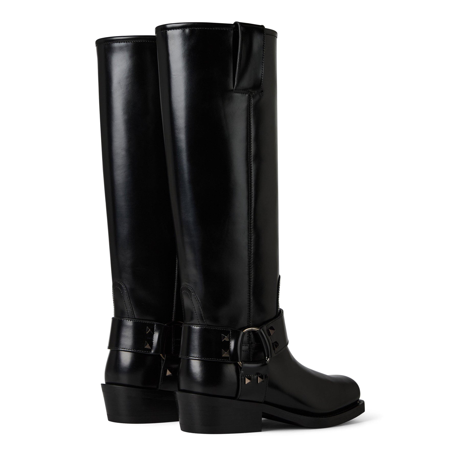 Leather Knee High Biker Boots