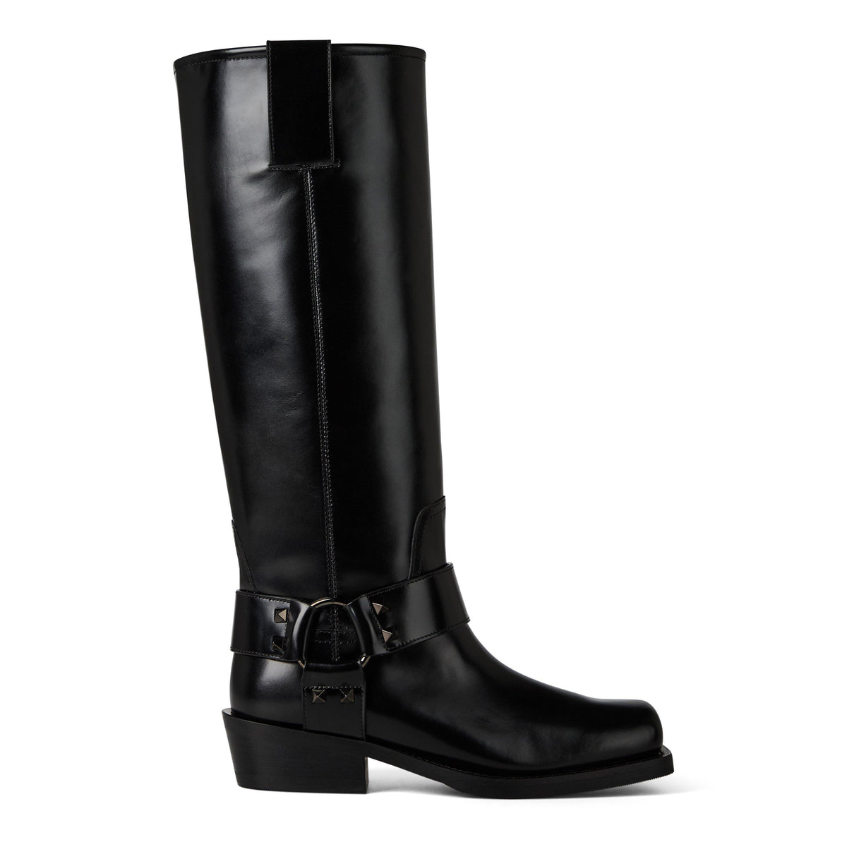 Leather Knee High Biker Boots