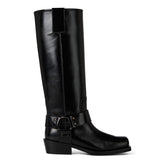 Leather Knee High Biker Boots