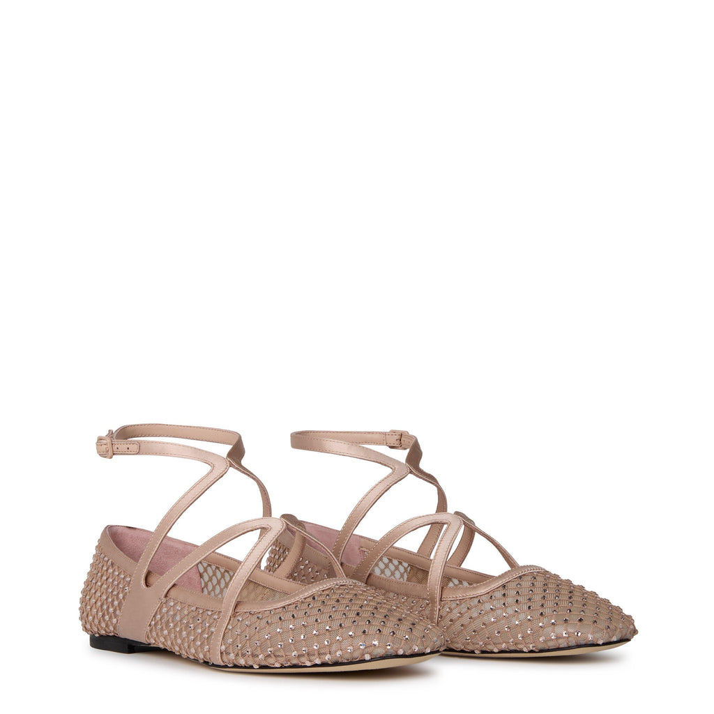 Women's Crystal Mesh Satin Astoria Ballet Flat