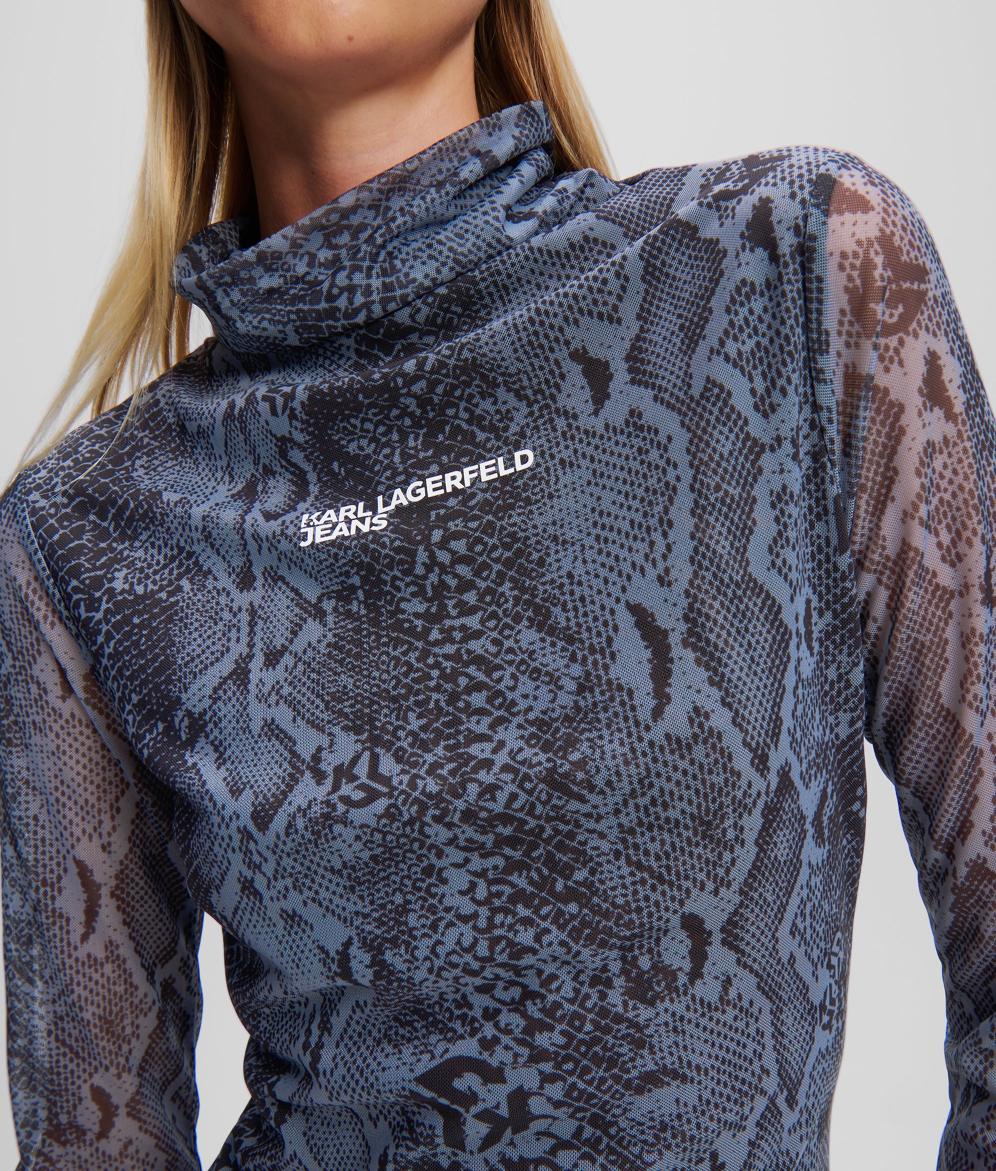 SNAKE-PRINT MESH DRESS