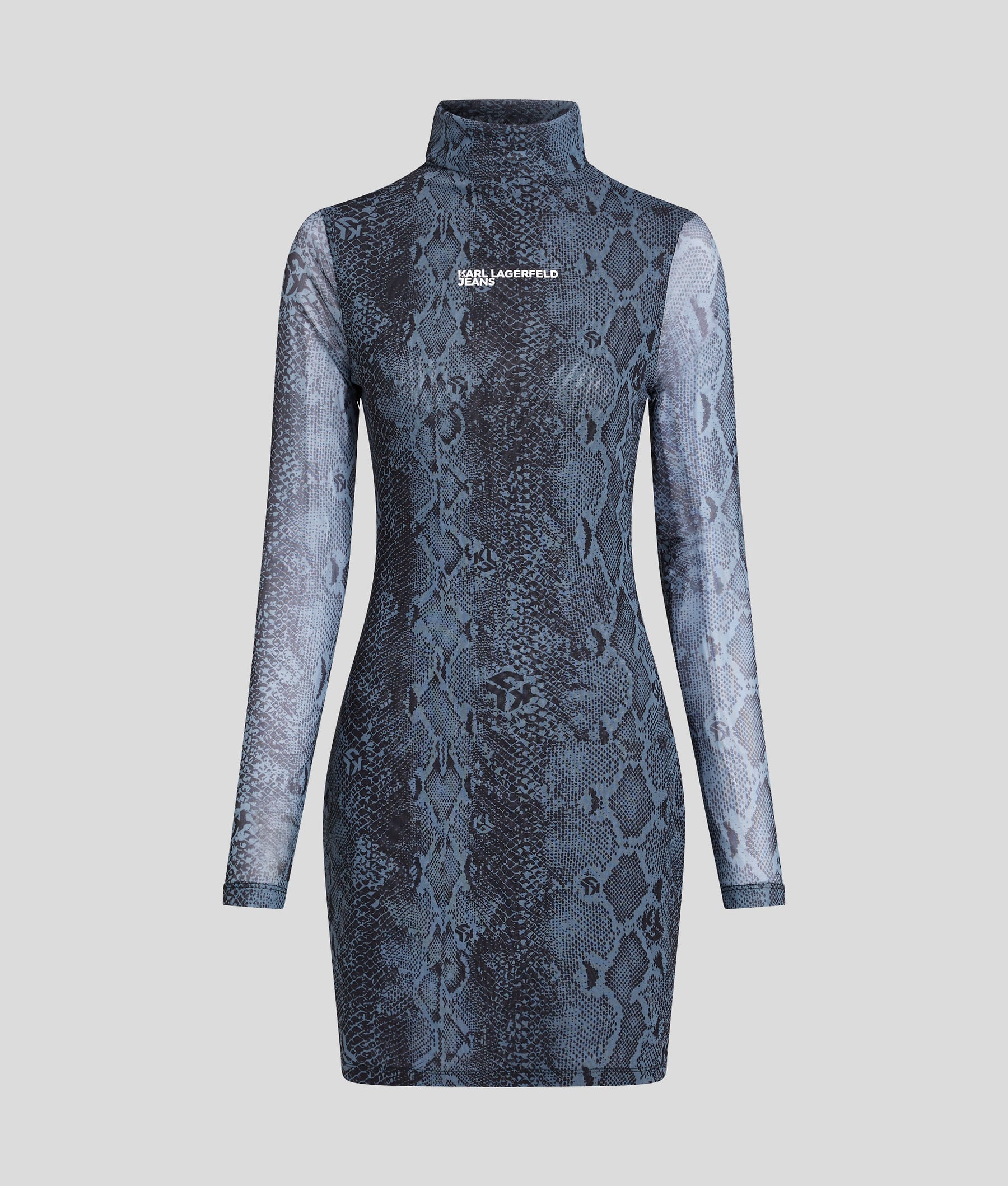 SNAKE-PRINT MESH DRESS