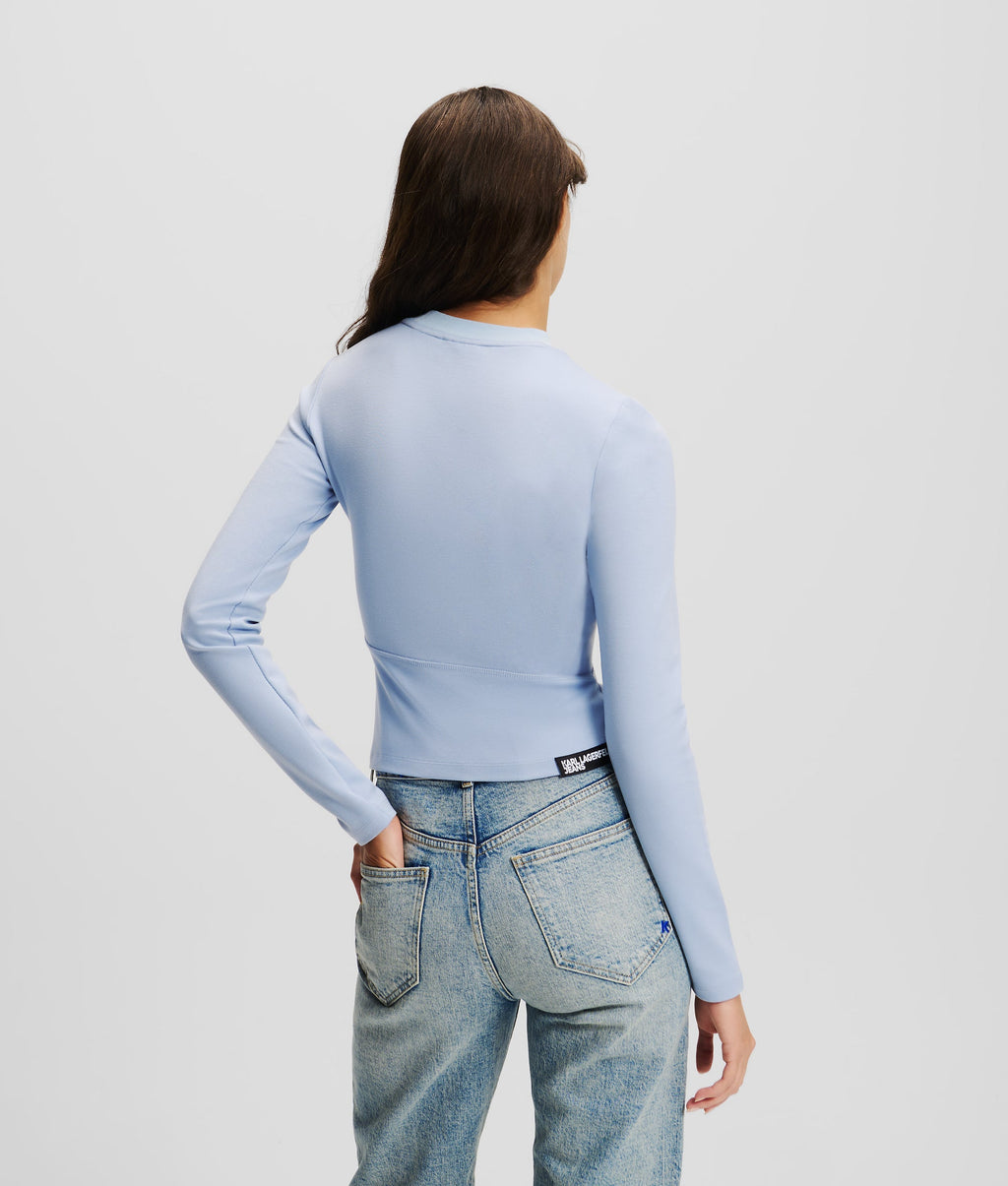 LONG-SLEEVED EYELET TOP