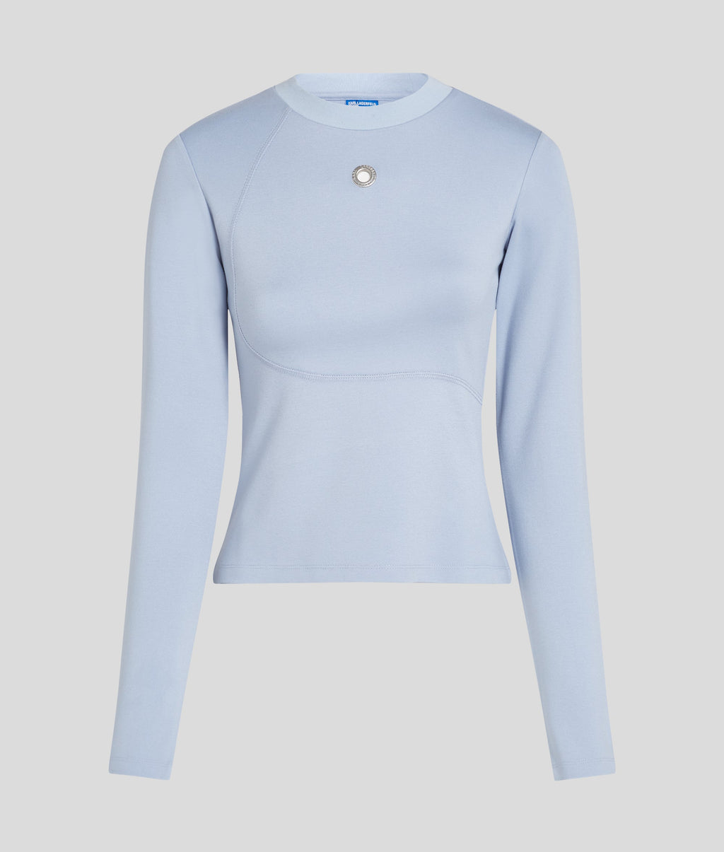 LONG-SLEEVED EYELET TOP