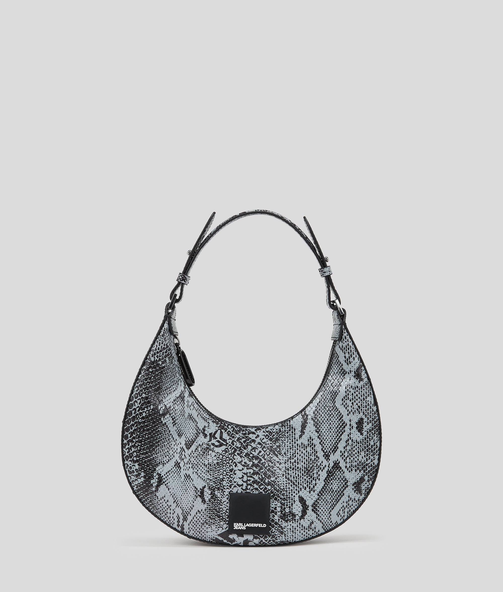 SNAKE-EFFECT HALF-MOON SHOULDER BAG