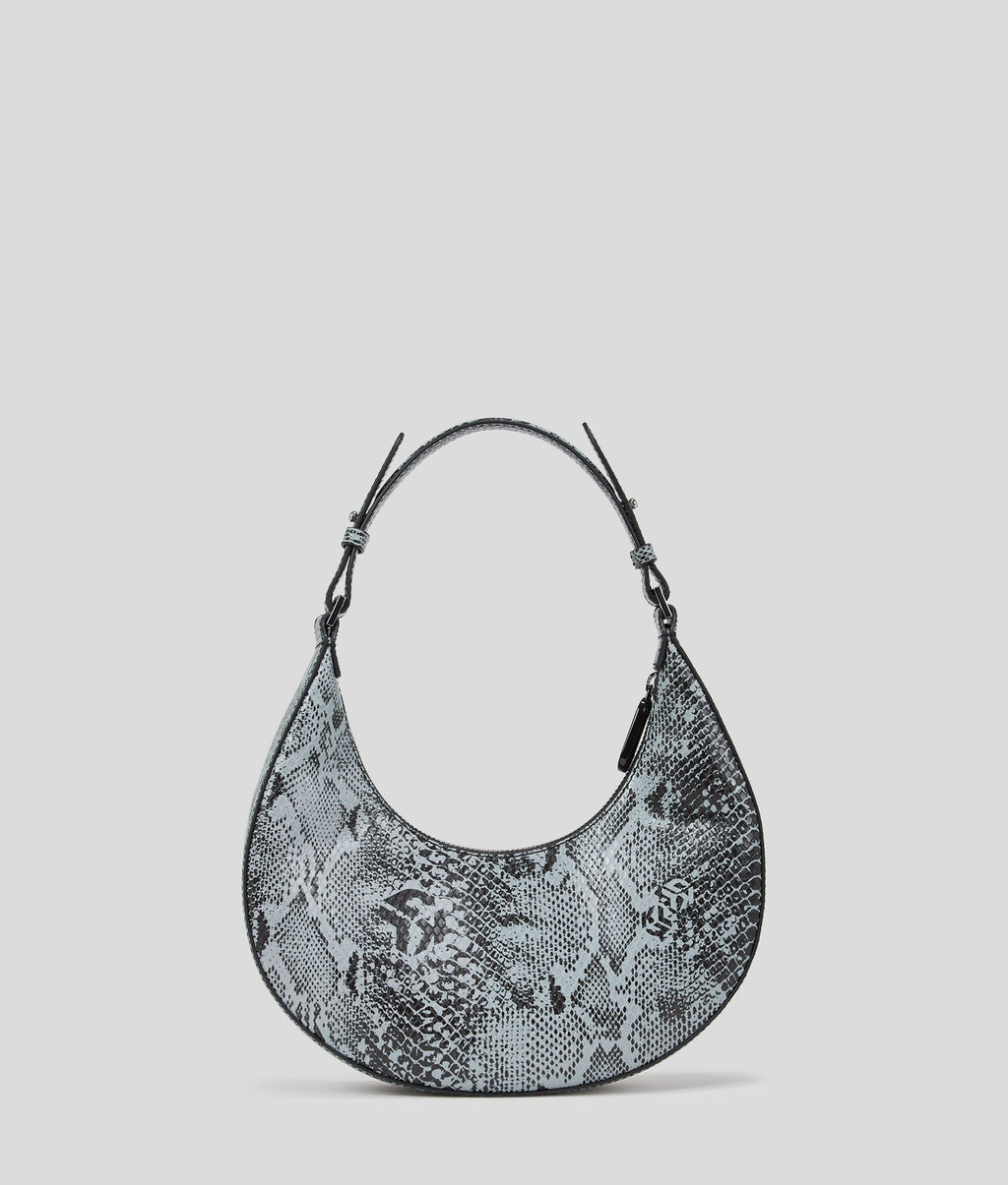 SNAKE-EFFECT HALF-MOON SHOULDER BAG