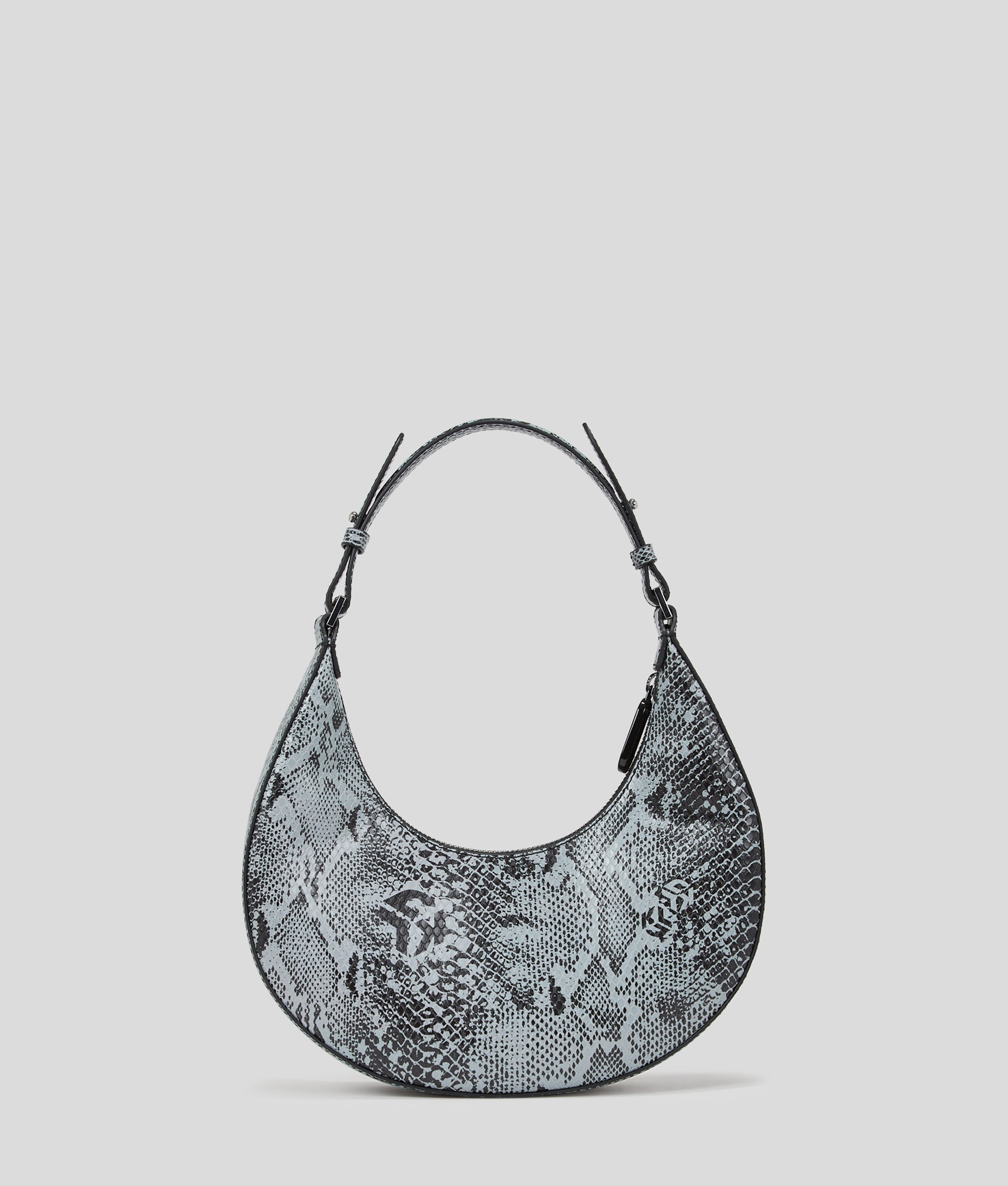 SNAKE-EFFECT HALF-MOON SHOULDER BAG