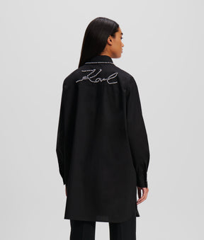 PEARL-EMBELLISHED TUNIC SHIRT
