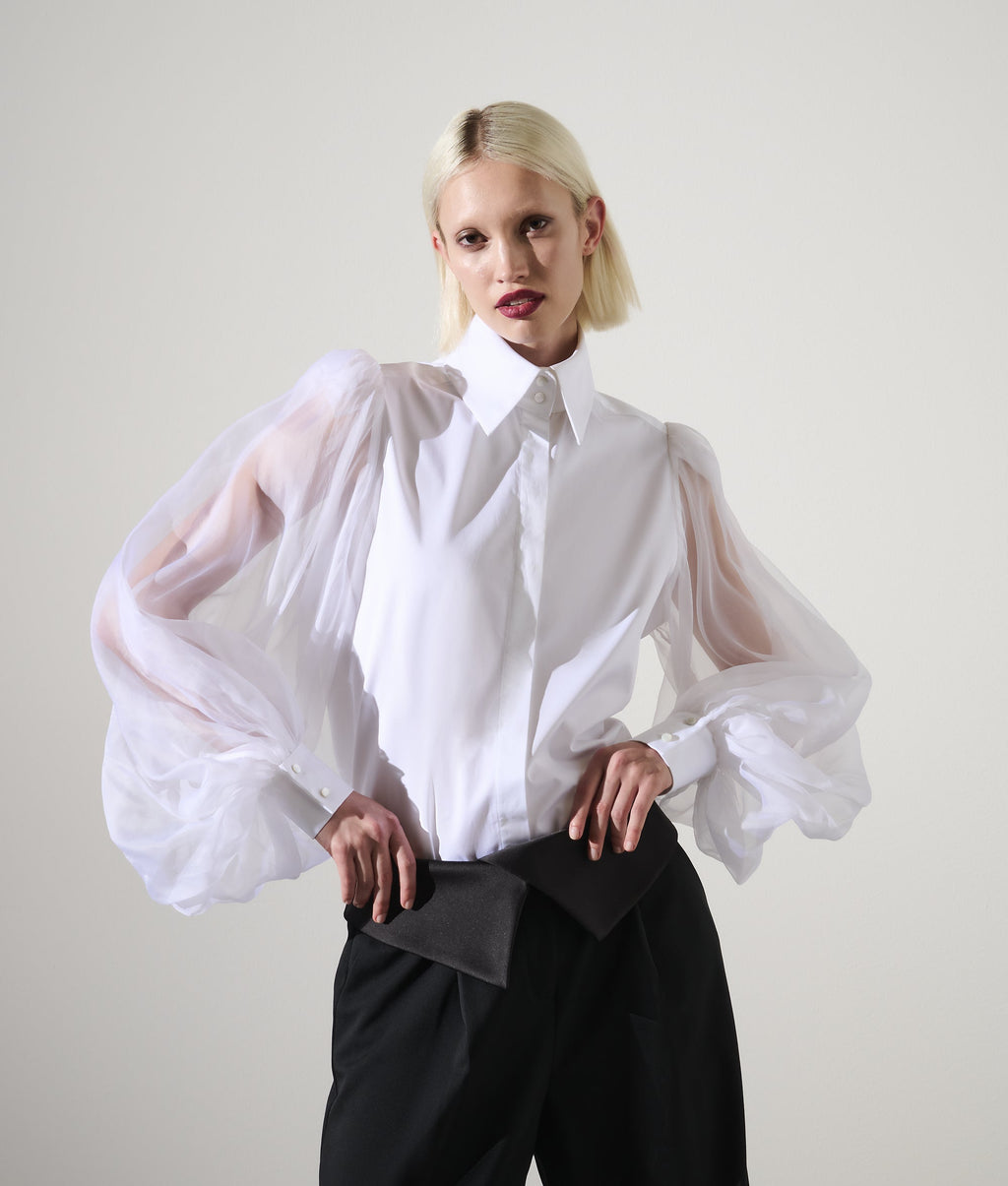 KARL STUDIO SILK-SLEEVED SHIRT