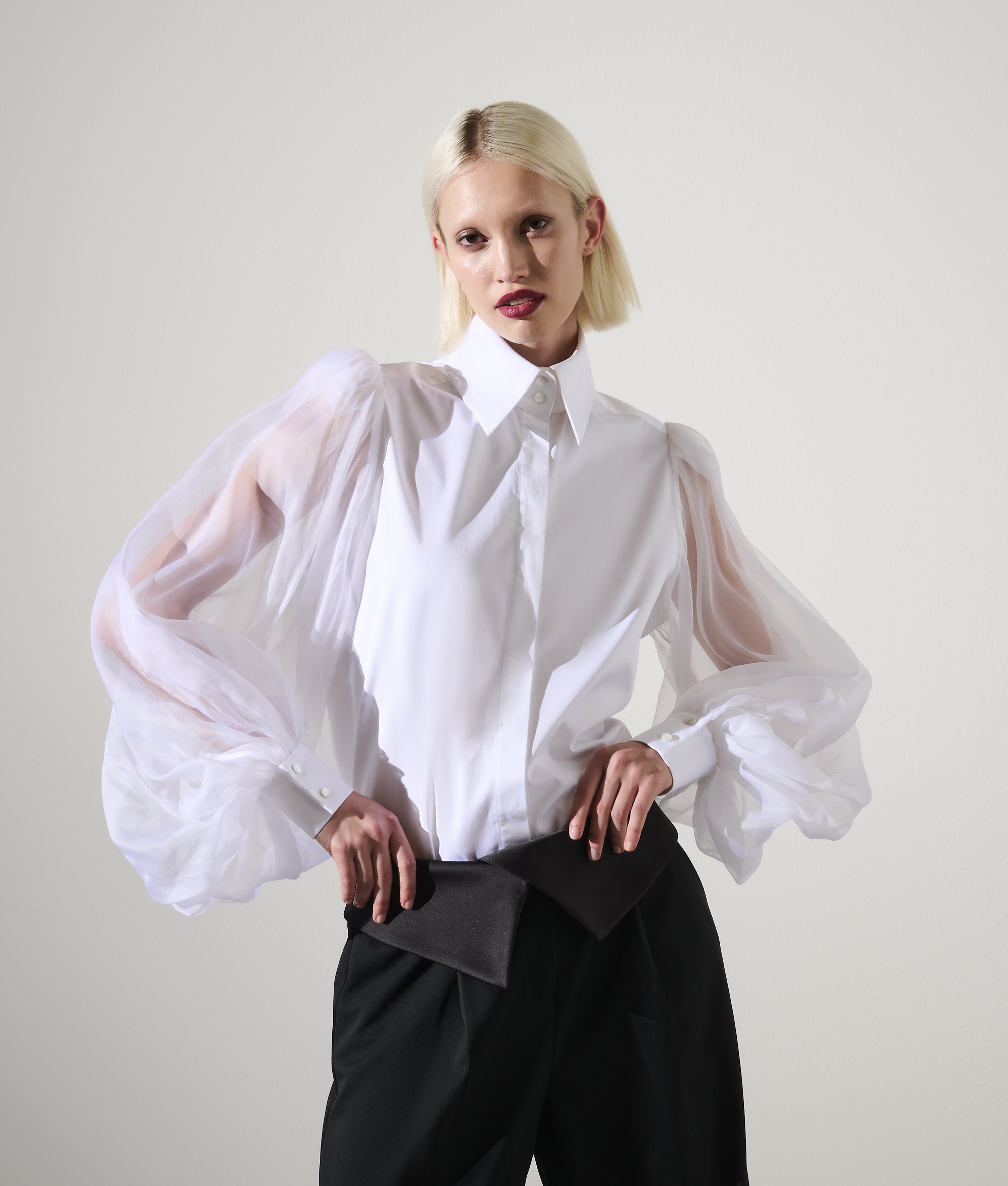 KARL STUDIO SILK-SLEEVED SHIRT