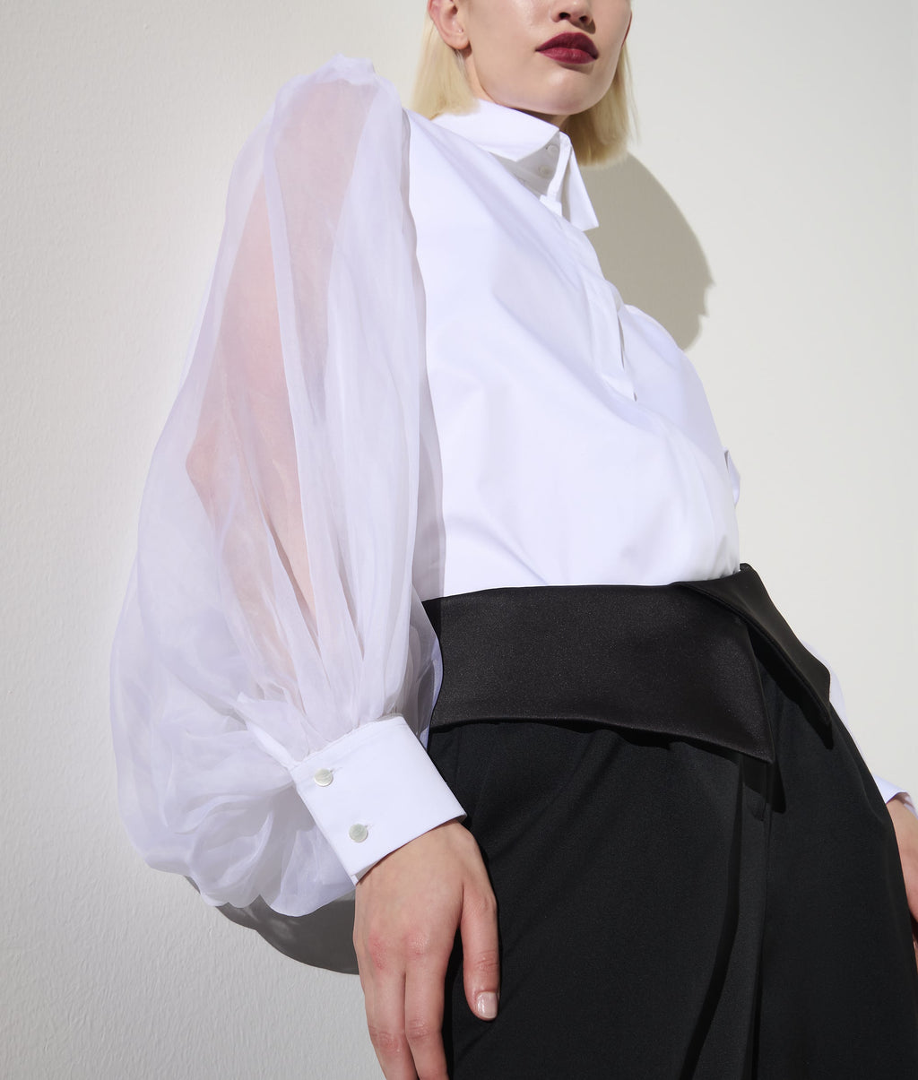 KARL STUDIO SILK-SLEEVED SHIRT