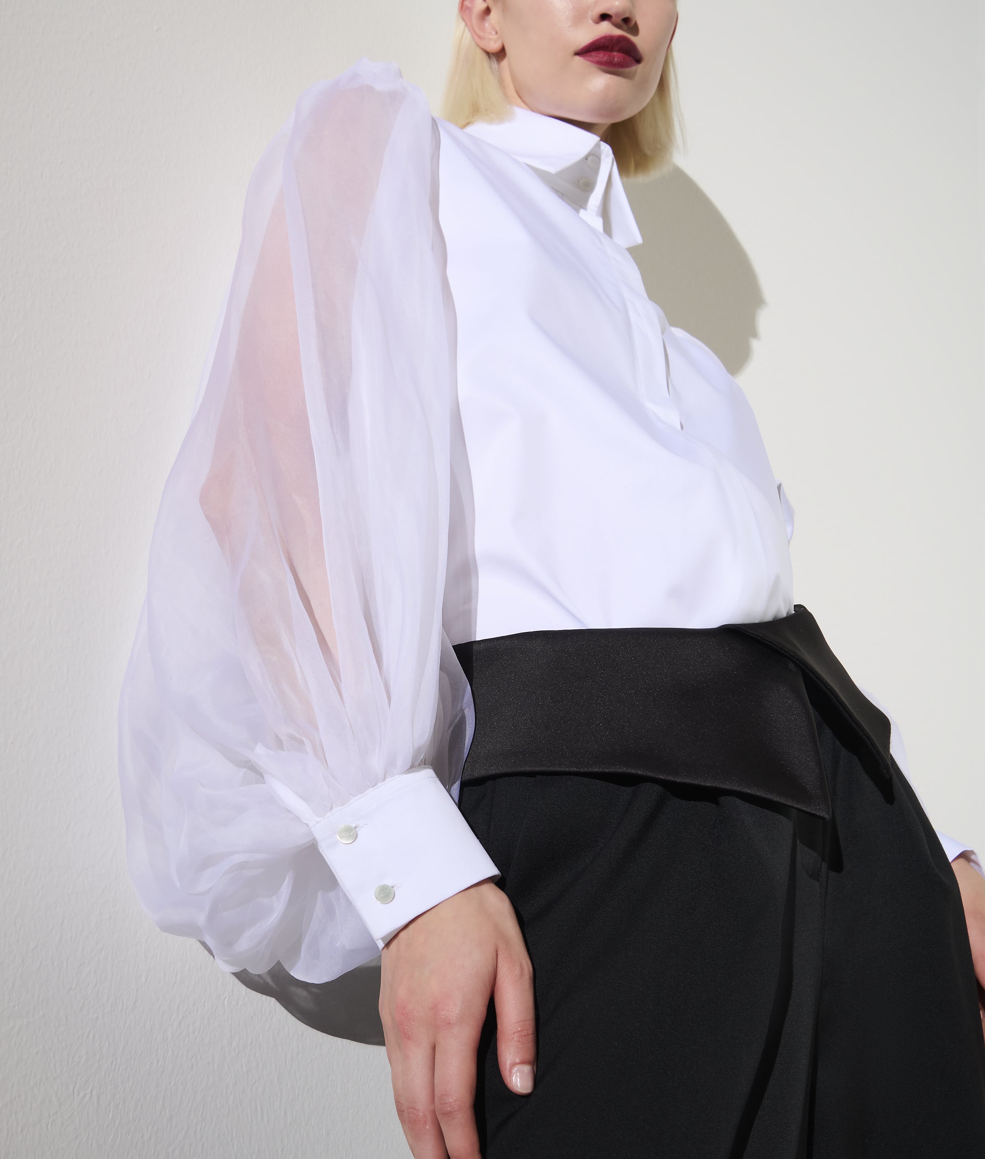 KARL STUDIO SILK-SLEEVED SHIRT