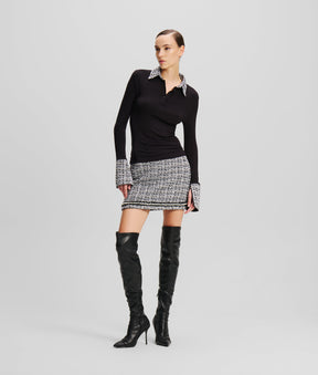 LONG-SLEEVED BOUCLE POLO SHIRT