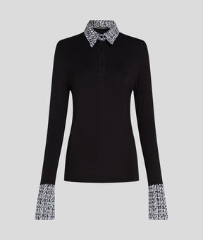LONG-SLEEVED BOUCLE POLO SHIRT