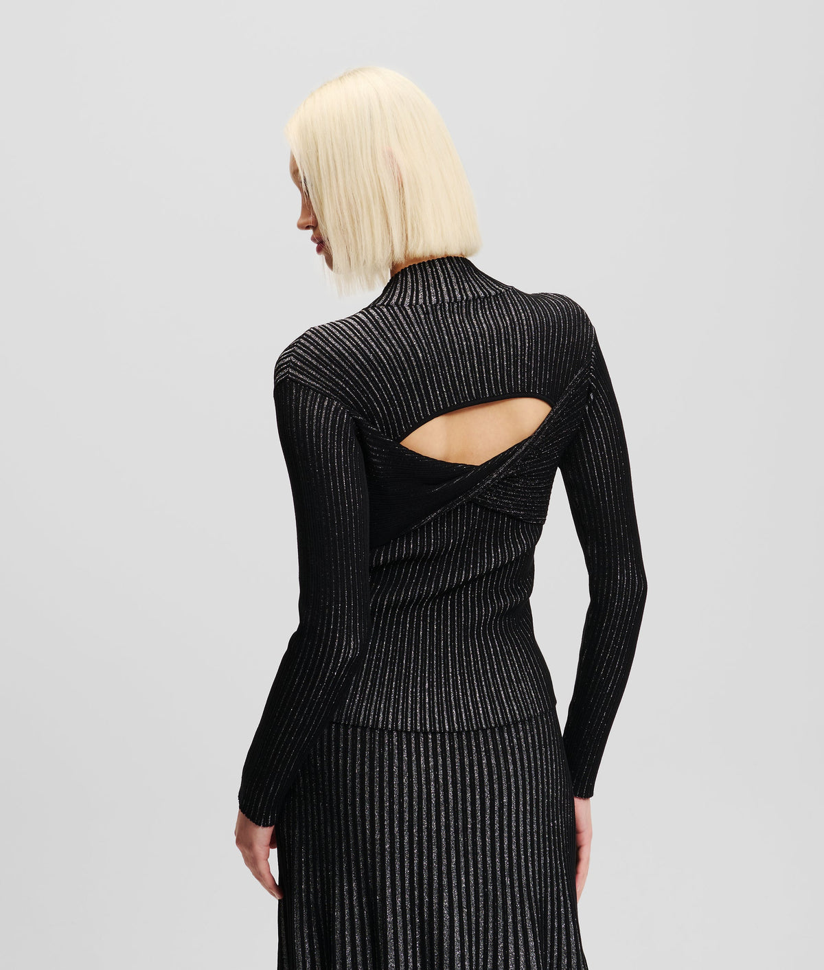 METALLIC MOCK-NECK JUMPER