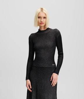 METALLIC MOCK-NECK JUMPER