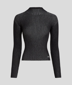 METALLIC MOCK-NECK JUMPER