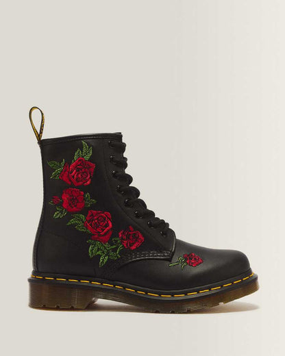 1460 Vonda Floral Leather Lace Up Boots — Black
