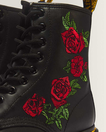 1460 Vonda Floral Leather Lace Up Boots — Black