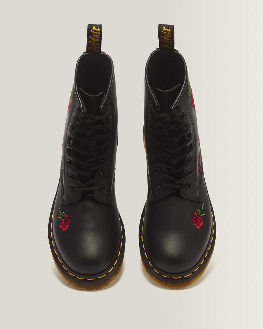 1460 Vonda Floral Leather Lace Up Boots — Black