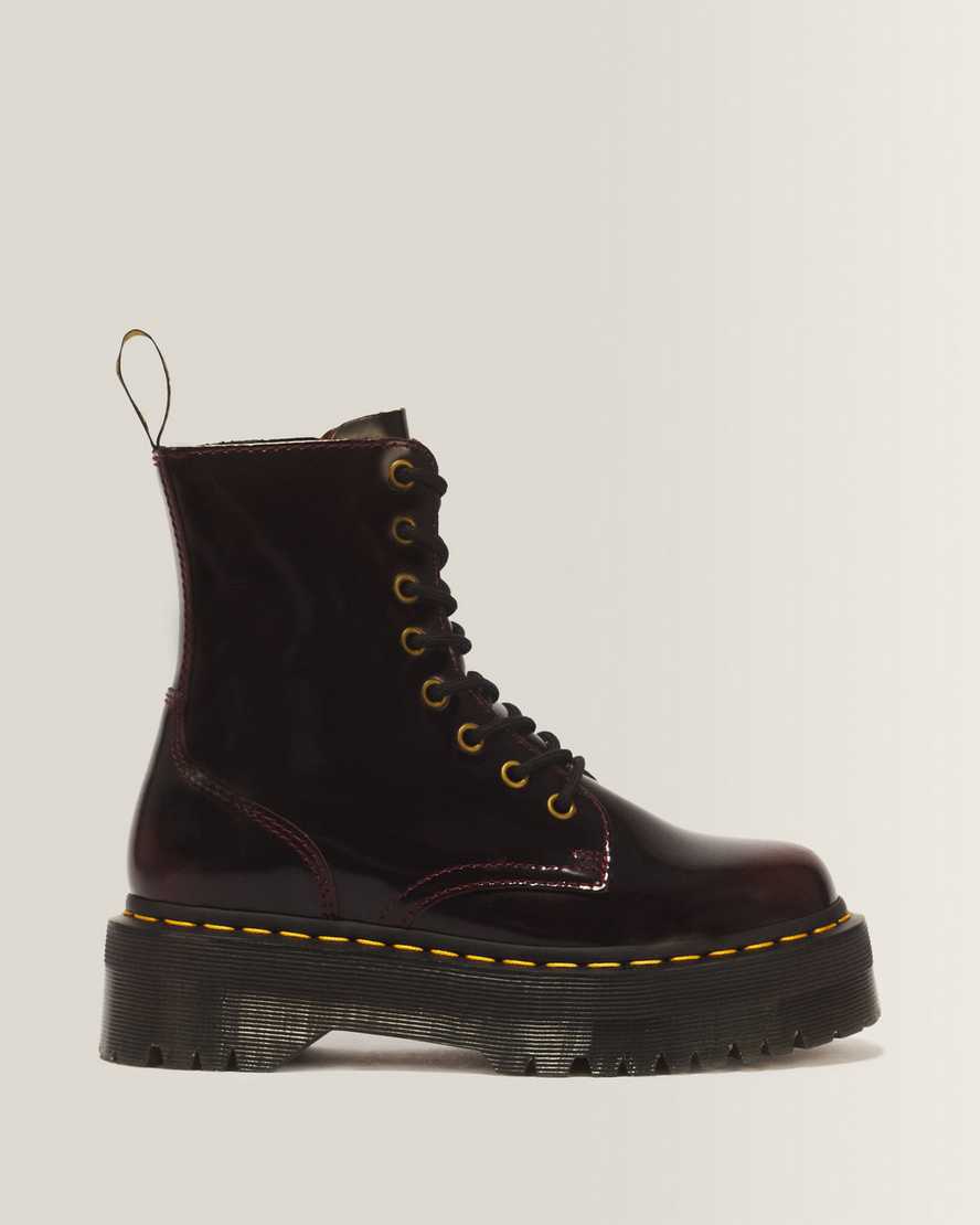 Jadon Arcadia Leather Platform Boots — Cherry Red Arcadia