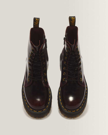 Jadon Arcadia Leather Platform Boots — Cherry Red Arcadia