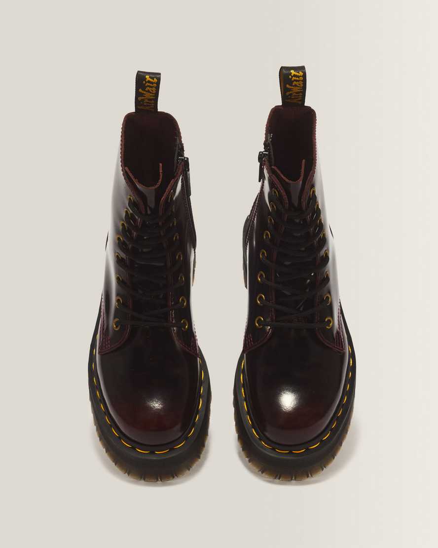 Jadon Arcadia Leather Platform Boots — Cherry Red Arcadia