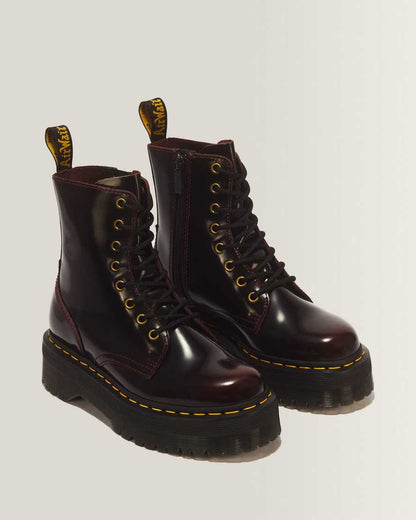 Jadon Arcadia Leather Platform Boots — Cherry Red Arcadia