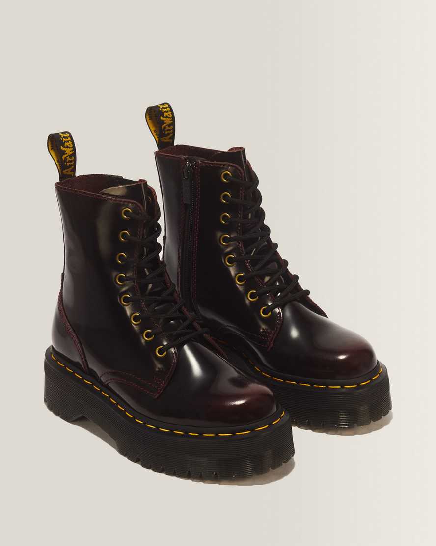 Jadon Arcadia Leather Platform Boots — Cherry Red Arcadia