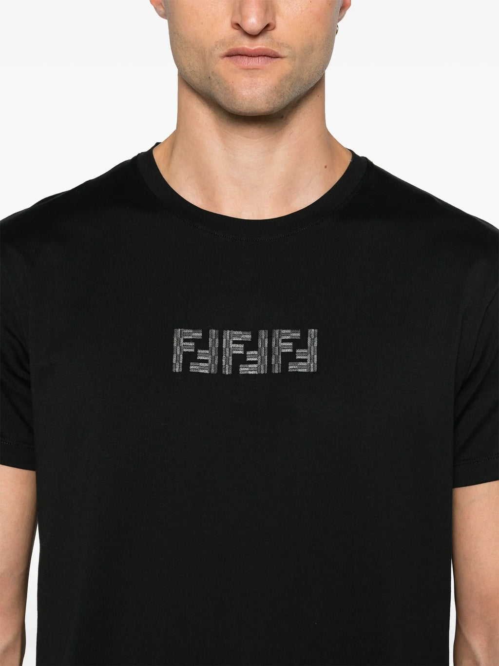 Fendi FF Labyrinth Embroidered T-shirt in Black