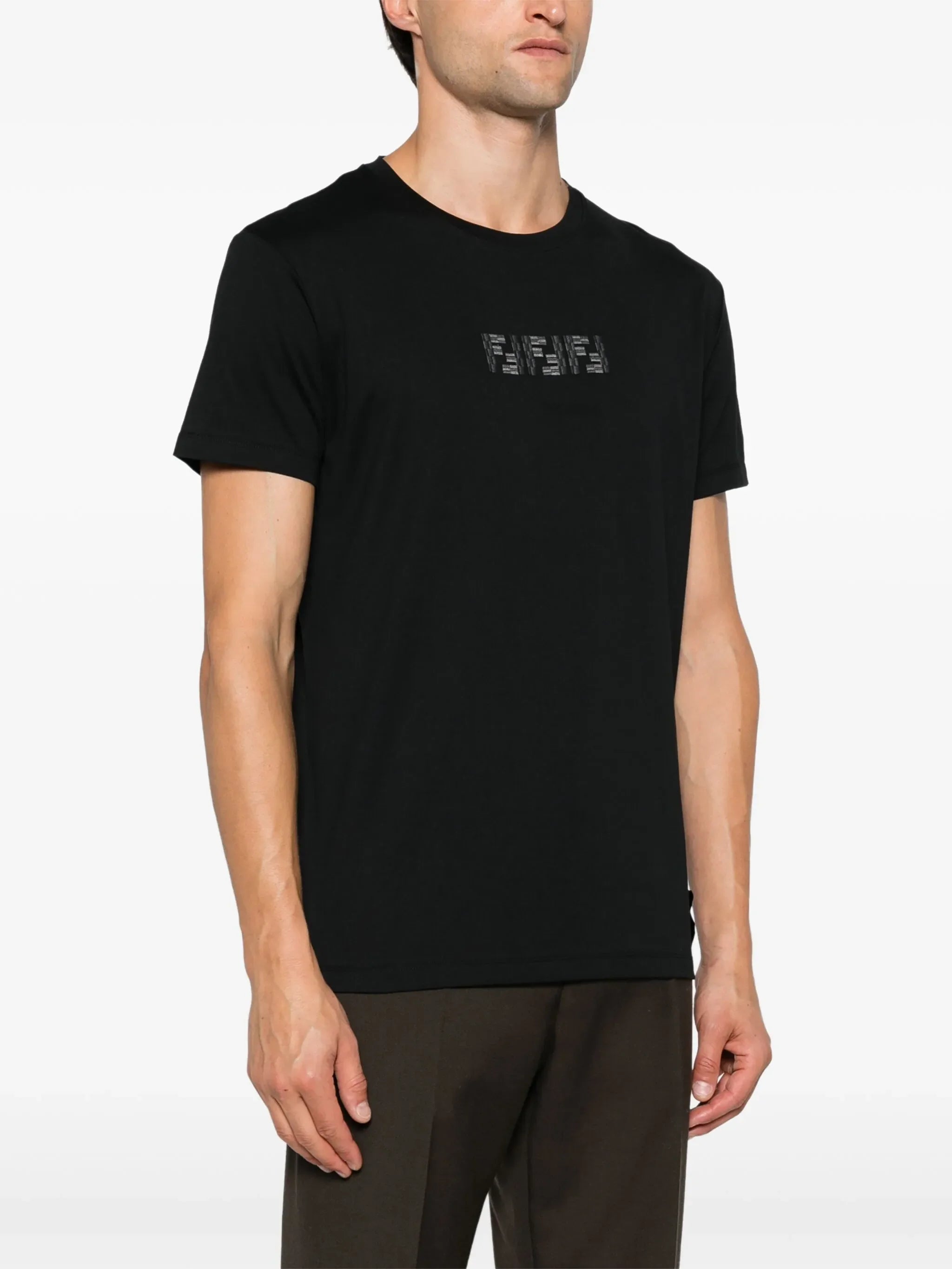 Fendi FF Labyrinth Embroidered T-shirt in Black