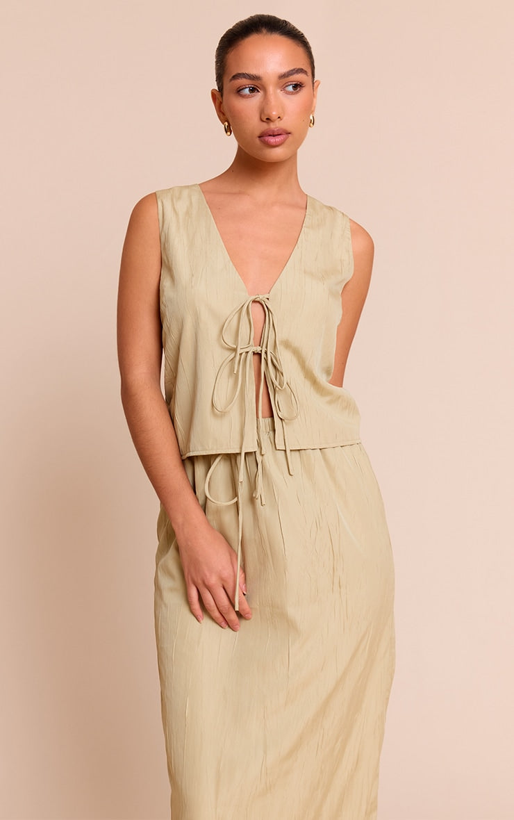 Clay Textured Tie Detail Waistcoat
