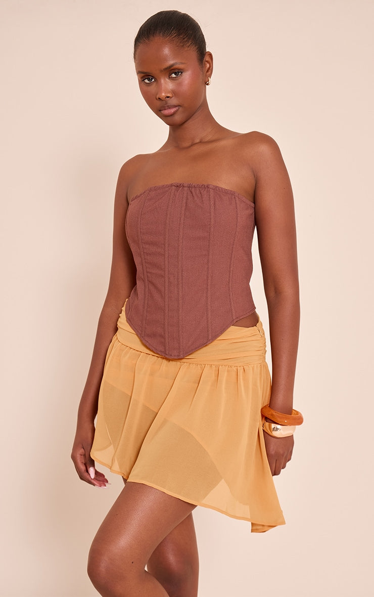 Amber Chiffon Fold Over Detail Floaty Mini Skirt