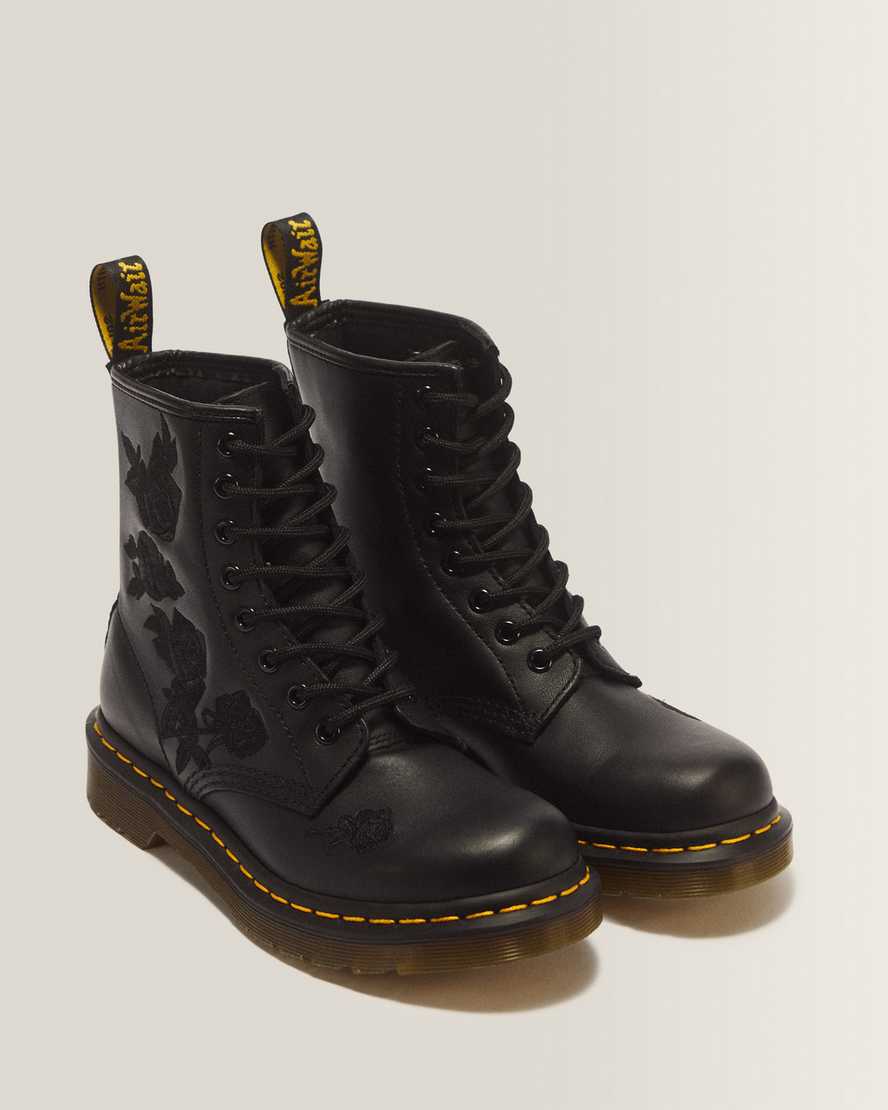 1460 Vonda Mono Women's Floral Boots — Black