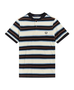 Fred Perry Striped Bomber Collar Polo Shirt