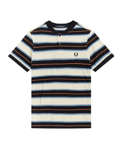 Fred Perry Striped Bomber Collar Polo Shirt