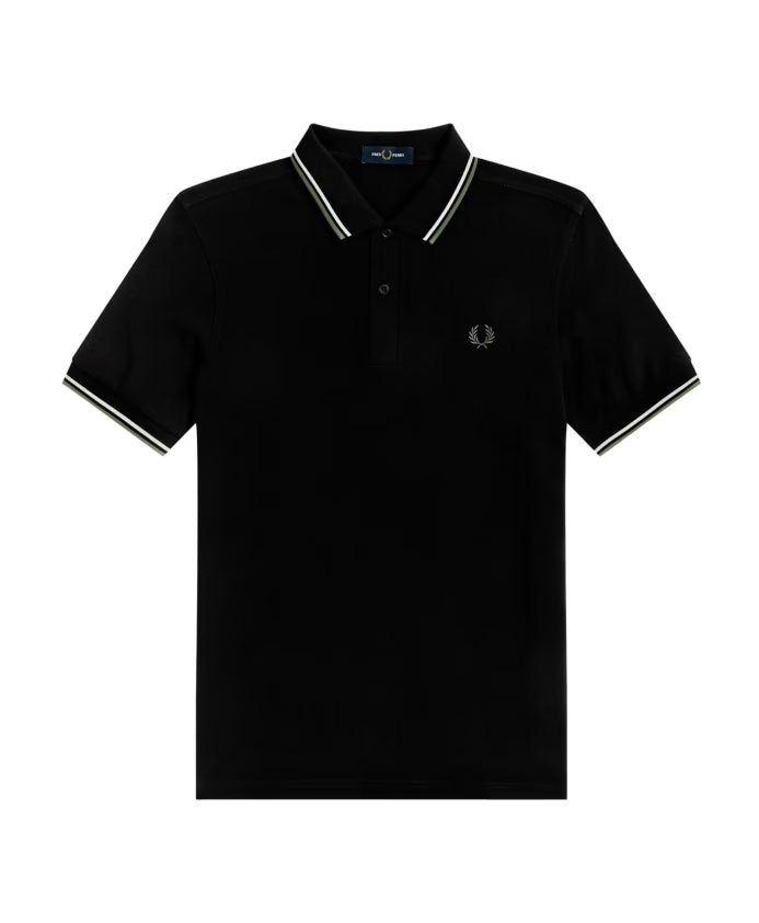 Fred Perry Double Green Apple Border Polo Shirt
