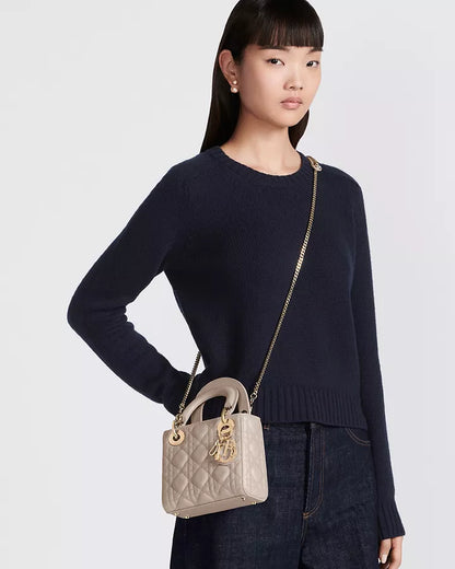 Mini Lady Dior Bag Powder Beige Cannage Lambskin